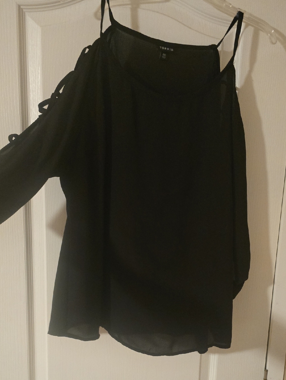 torrid Black Cold-Shoulder Spaghetti Strap Chiffon Camisole
